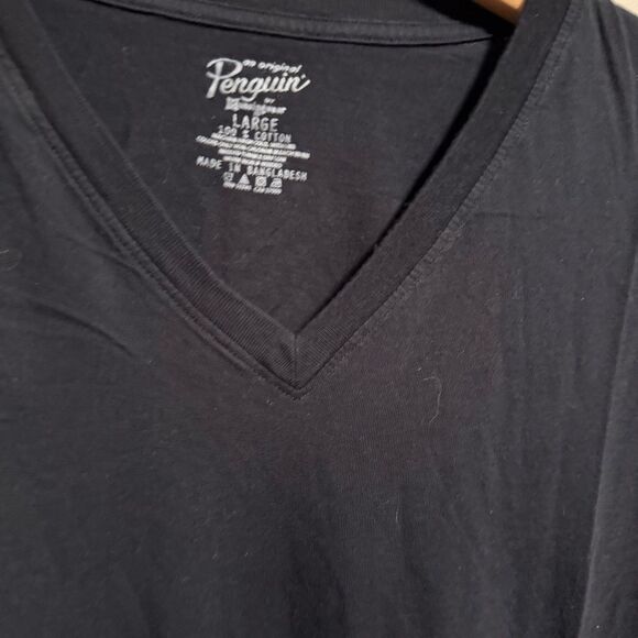 Original Penguin 100% Cotton Black V-Neck Tee- Size Large - Picture 4 of 5